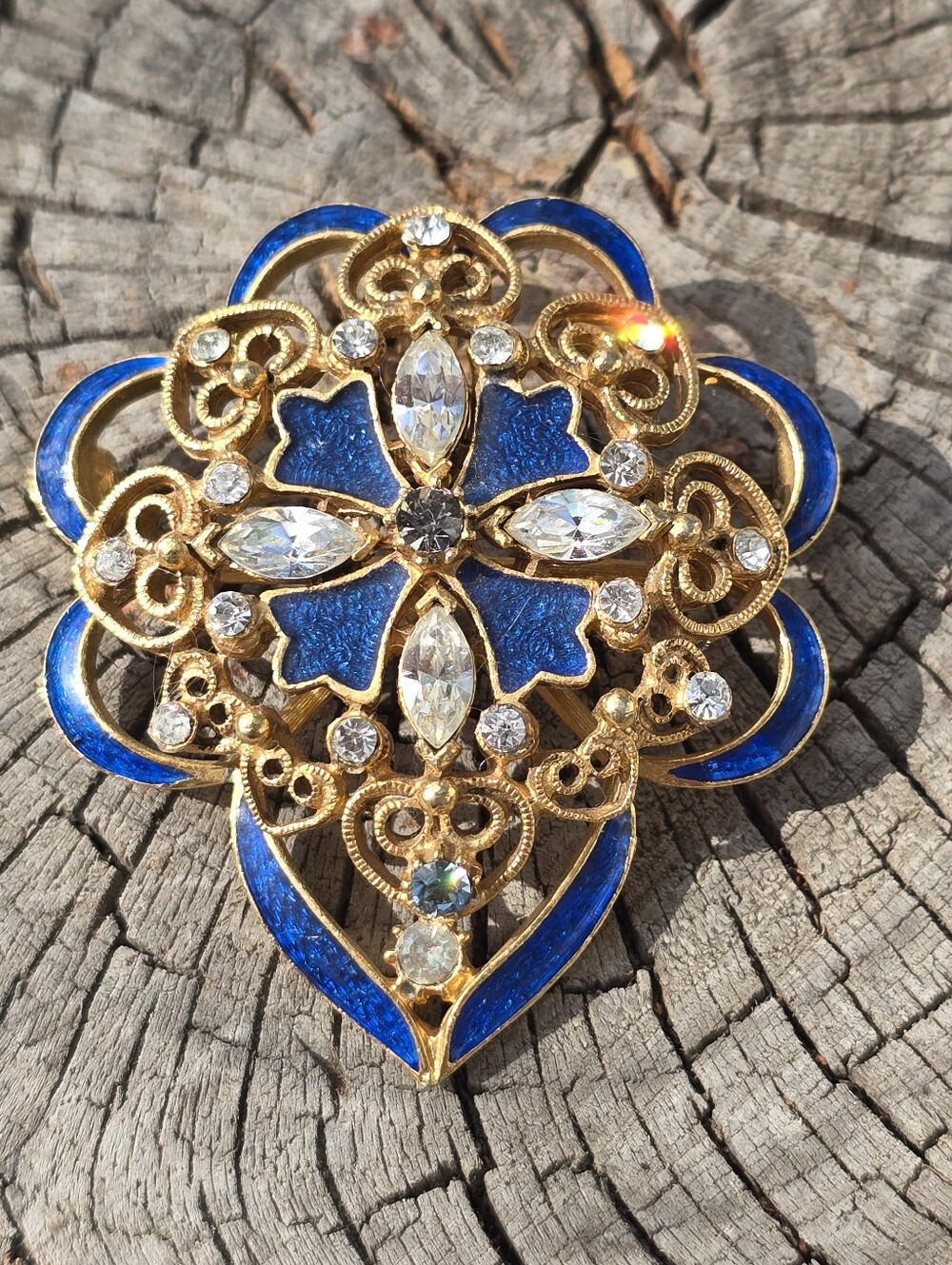 Florenza Blue Enamel Brooch
